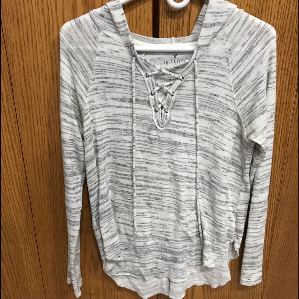 Cross cross lace up hoodie